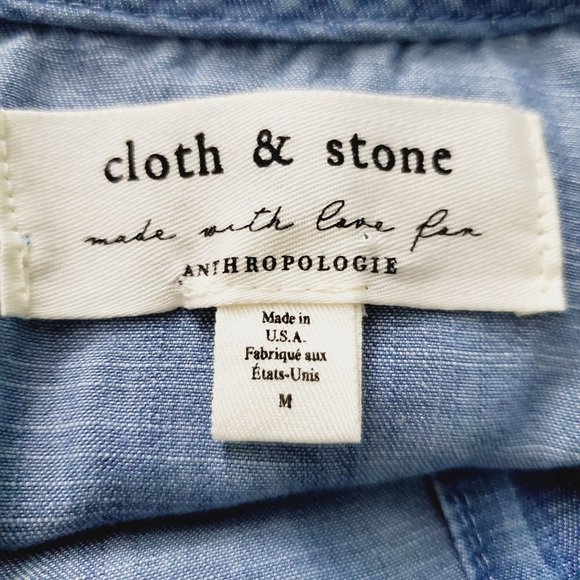 Cloth & Stone Anthropologie Bell Sleeve Denim Blue Jean Shift Dress Sz M - Picture 5 of 6